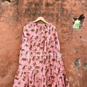 Tiger Block Print 100% Cotton Skirts, Causal Wear Skirt, Women&#39;s Long Elastic Waist Skirt, Festival Clothing, Wrap Skirt, Tulle Skirt CSP-41