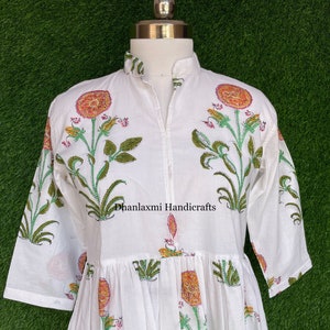 Indian Handmade Top Dress, Summer Cotton Dress, Big Buta Print Short Dress, Boho Hippie Style, Top Tunic Dress With Pocket, Women&#39;s Dress,