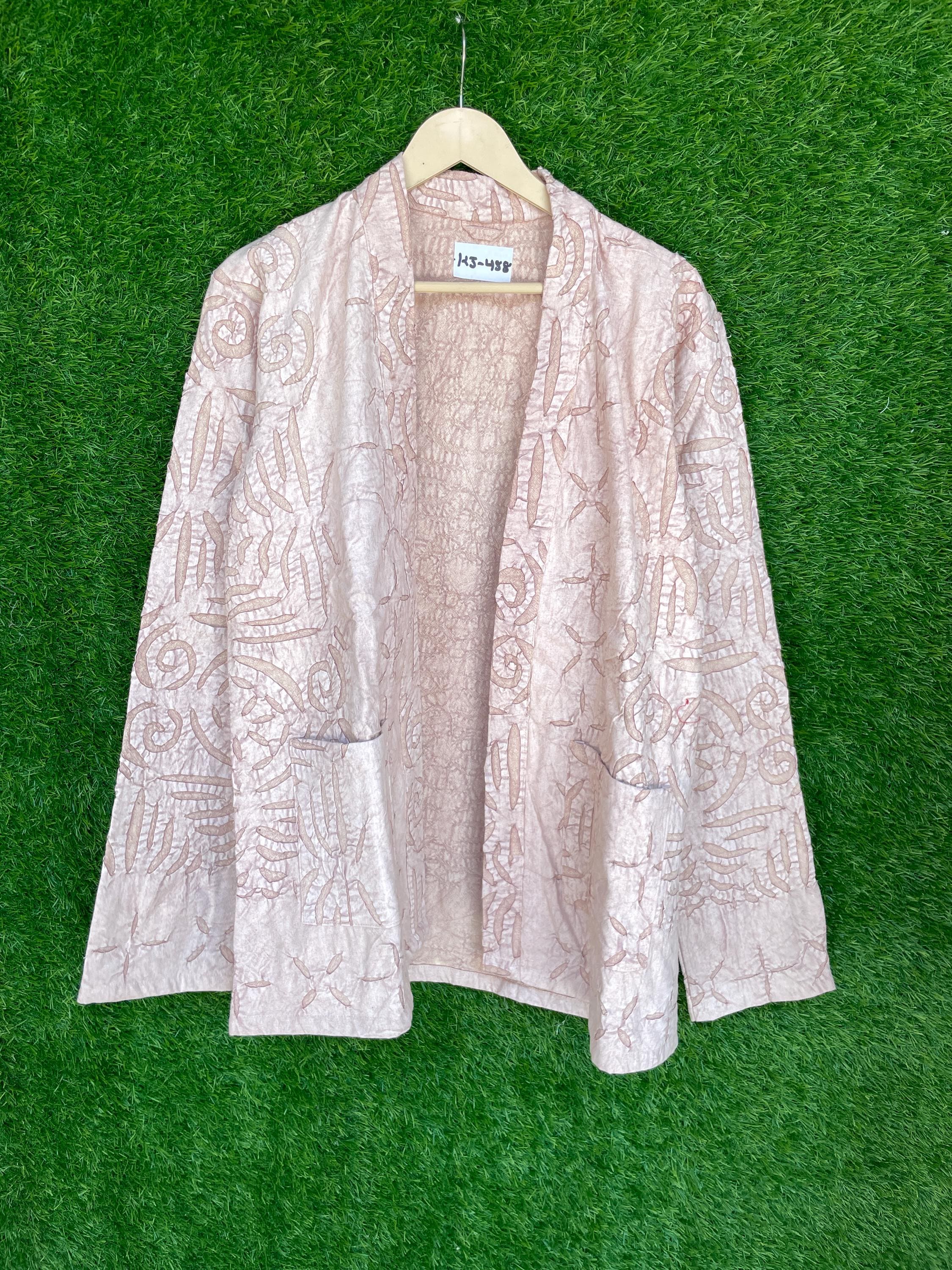 Hand-embroidery Cutwork Applique Winter Jacket, Cotton Short Hand-embroidery Cutwork Applique Winter Jacket, Cotton Short
