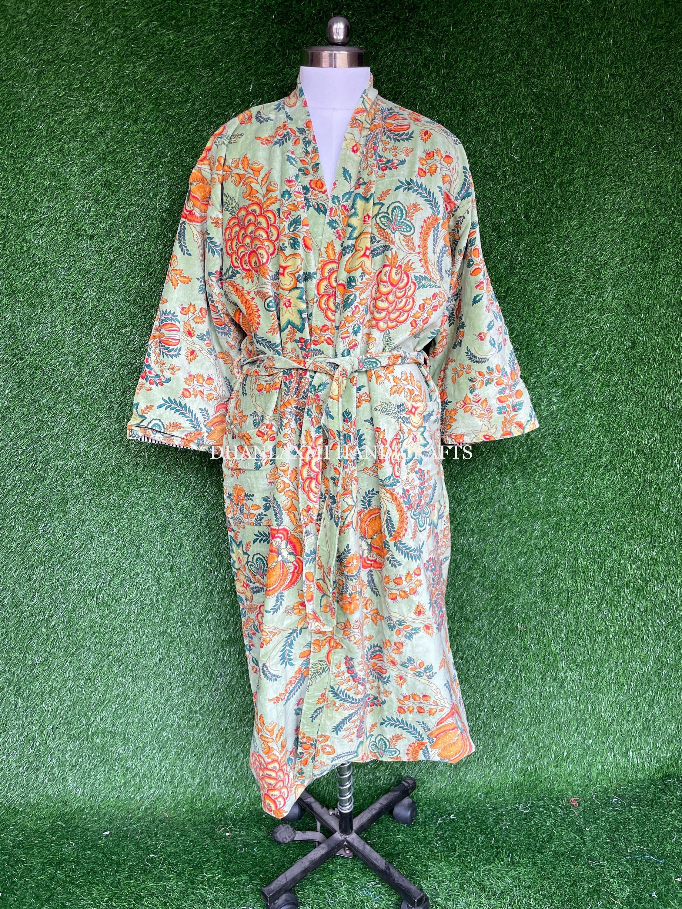 Pure Cotton Kimono Indian Handprinted Boho House Robe Summer Dress | W –  The Eastern Loom