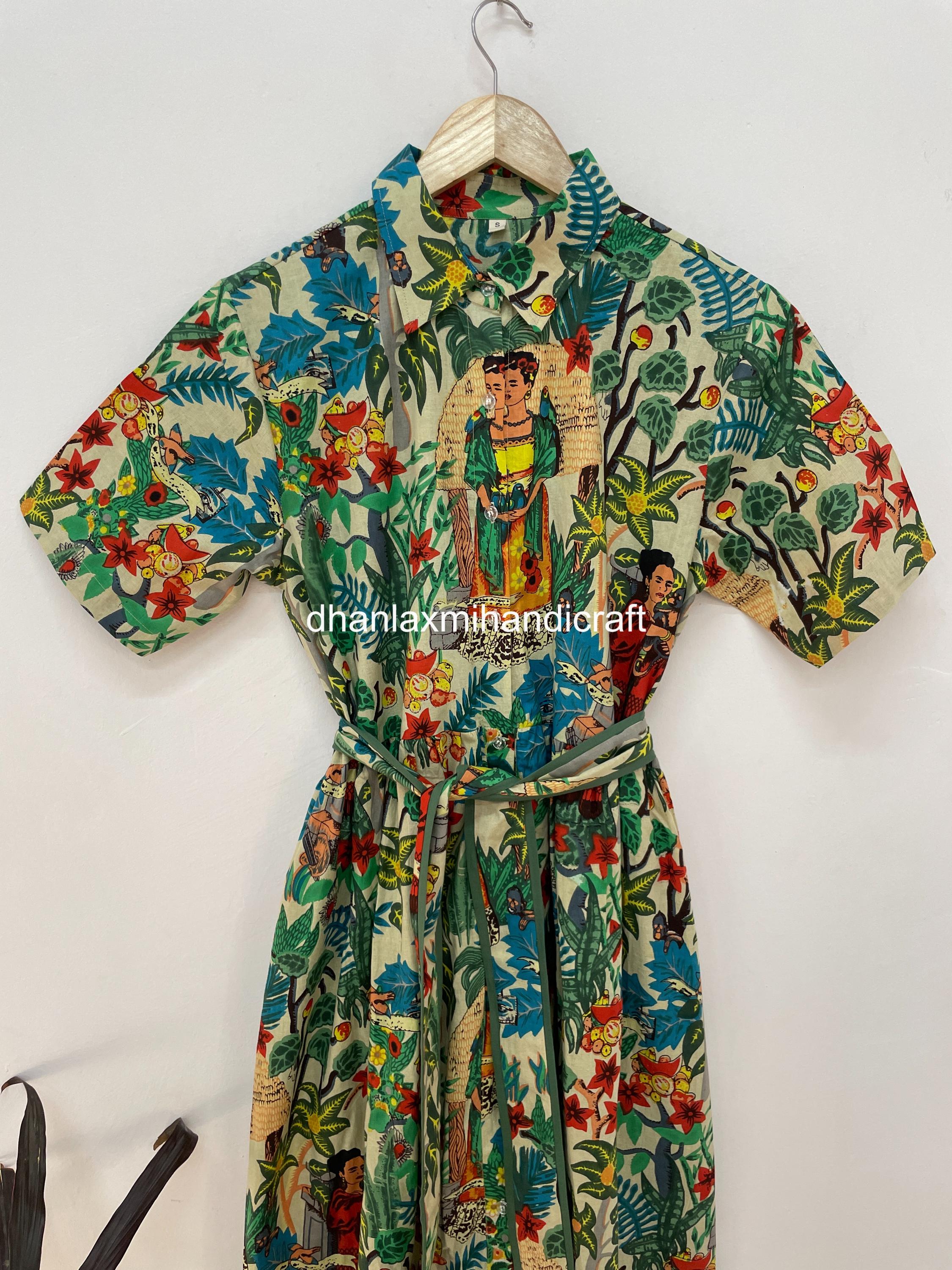 white christmas dresses Women's Not in A Hurry Olive Green Tropical Print Cotton Cutout Maxi Dress | Size: M main image 0