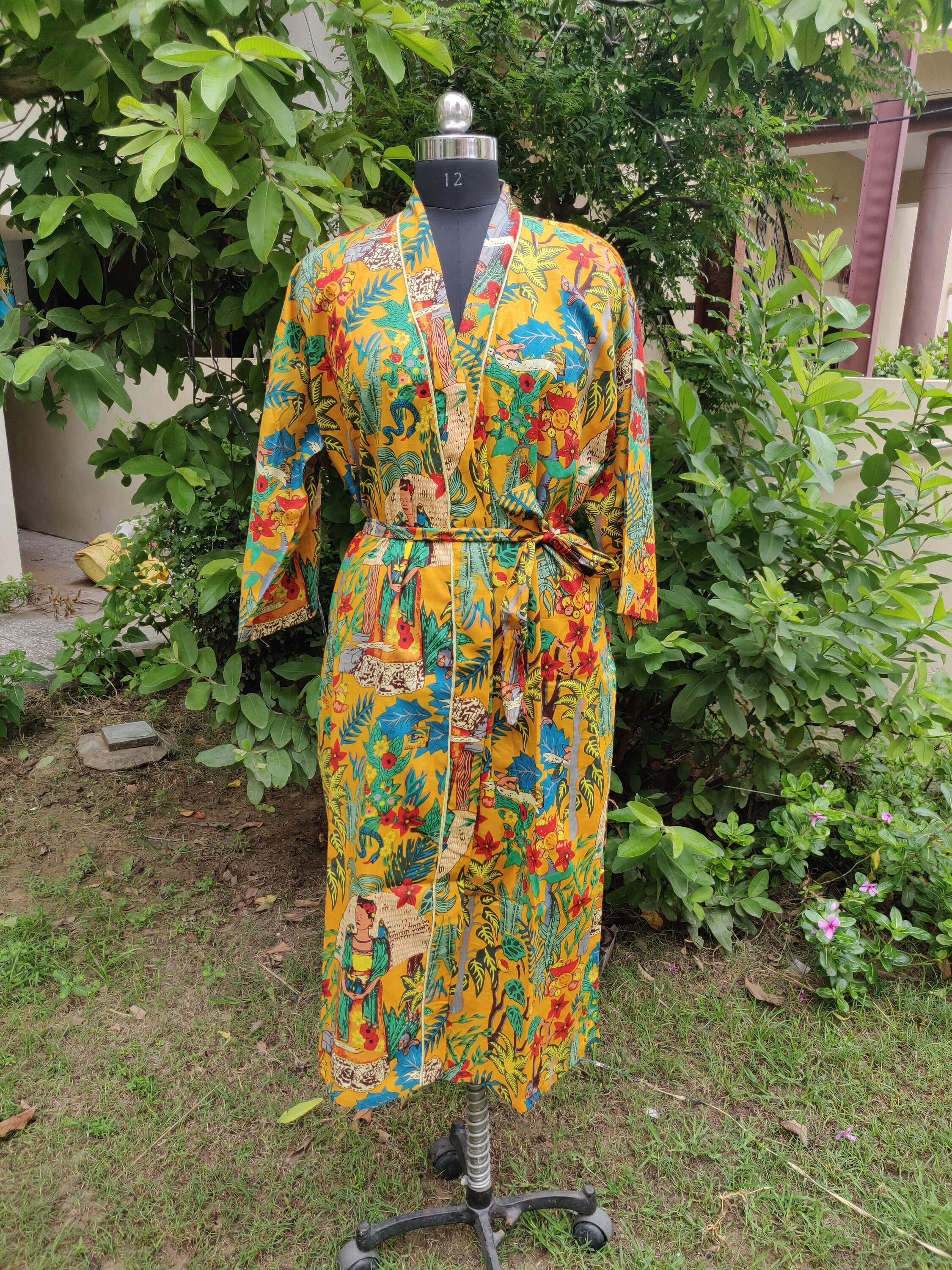 Frida Kahlo Print Cotton Kimono Robe, Indian Beach Cover Up - Etsy