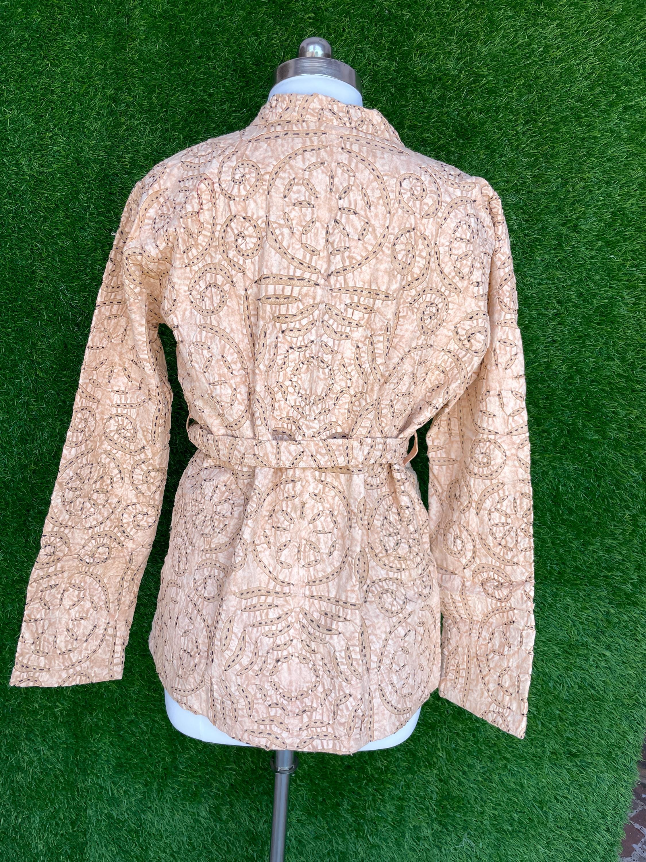 Hand-embroidery Cutwork Applique Winter Jacket, Cotton Short Hand-embroidery Cutwork Applique Winter Jacket, Cotton Short