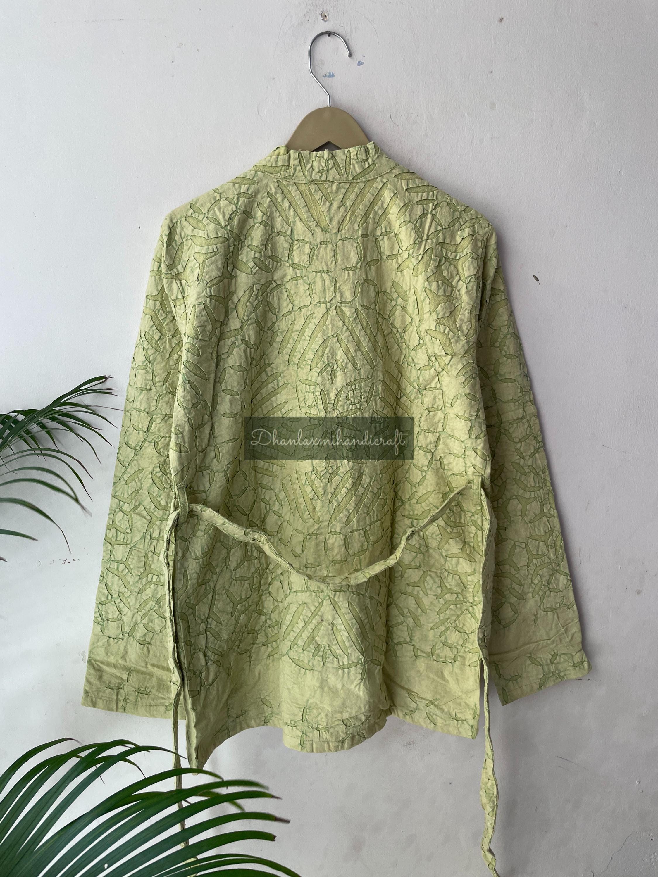 Cotton Applique Fabric Jackets, Hand Embroidery Jacket Coat