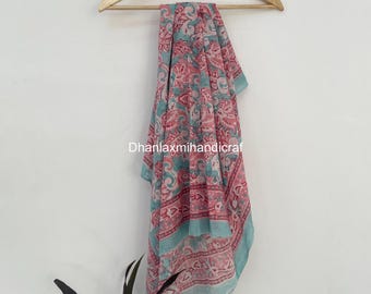Hand Block Print Cotton Sarong, Floral Paisley Beach Wrap, Summer Pareo Cover Up