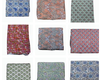 Cotton Block Print Fabric, Natural Vegetable Dye, Handmade Indian Fabric