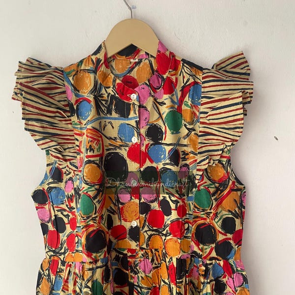 Vestidos con estampado geométrico, vestido largo de verano, vestido informal de algodón, vestido de fiesta hecho a mano, ropa de playa, regalo para ella, DH-476