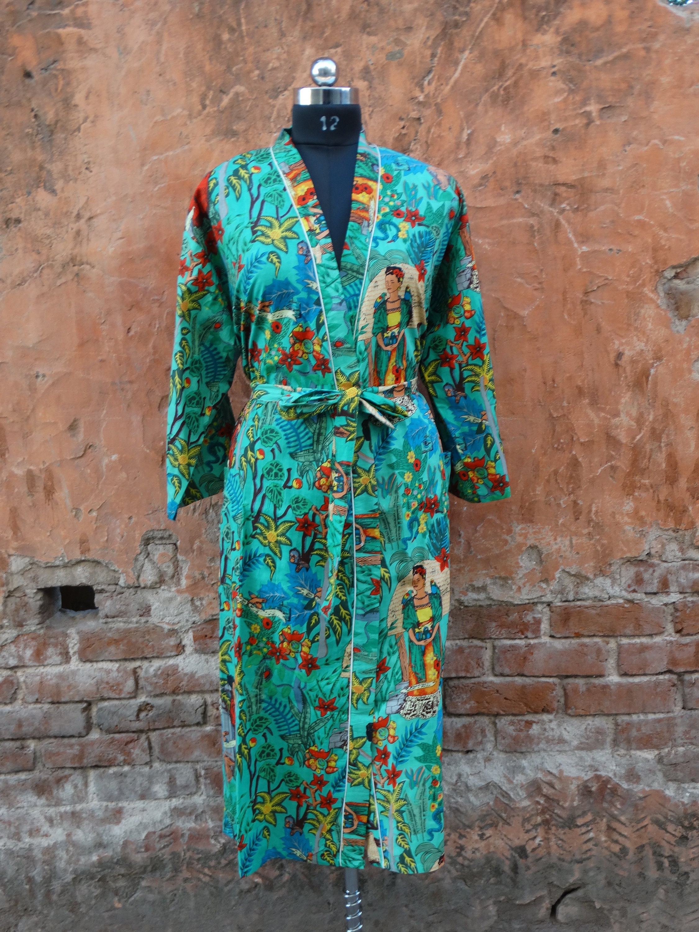 Frida Kahlo Print Cotton Kimono Robe, Indian Beach Cover Up - Etsy
