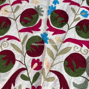 Suzani Wall Hanging, Decorative Suzani Wall Tapestry, Indian Cotton Hand Embroidered Uzbek Suzani Twin Size Bedcover, Bedding Throw, HSB-15