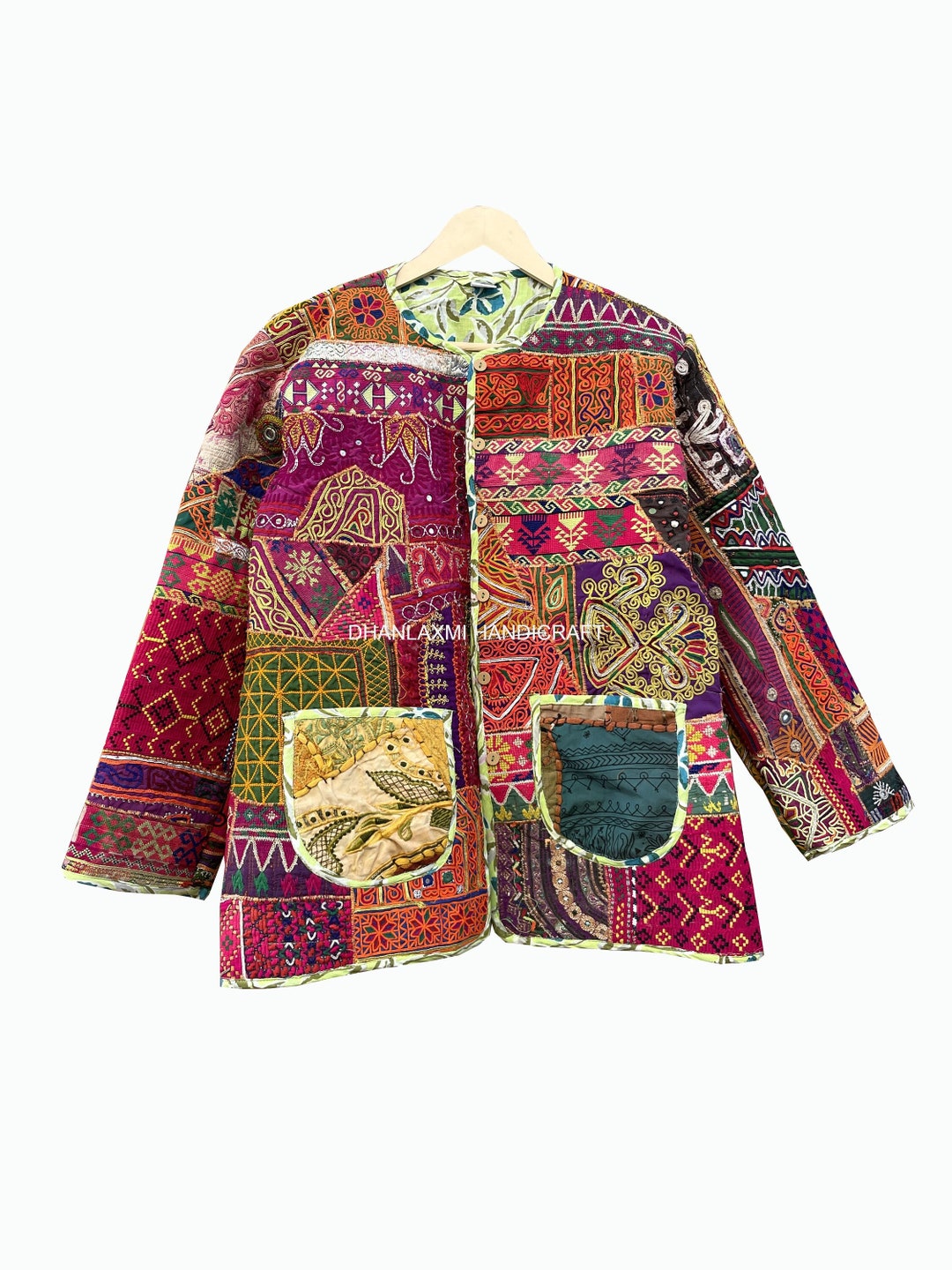 Traditional Indian Cotton Jackets, Vintage Rabari Embroidery Jacket