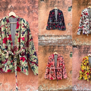 Nouvelle collection 2022 Vestes uniques en velours doux, veste faite à la main en coton indien, cadeau de veste imprimée oiseaux, manteau d’hiver de style Boho d’été,