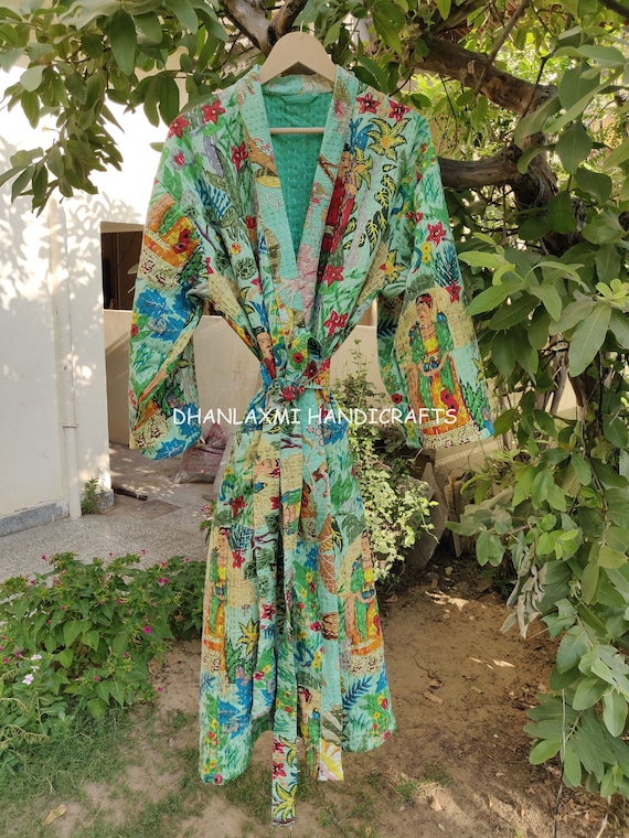 Indian Schwarz Frida Khalo Damen Kleid Nachtwäsche Bademantel
