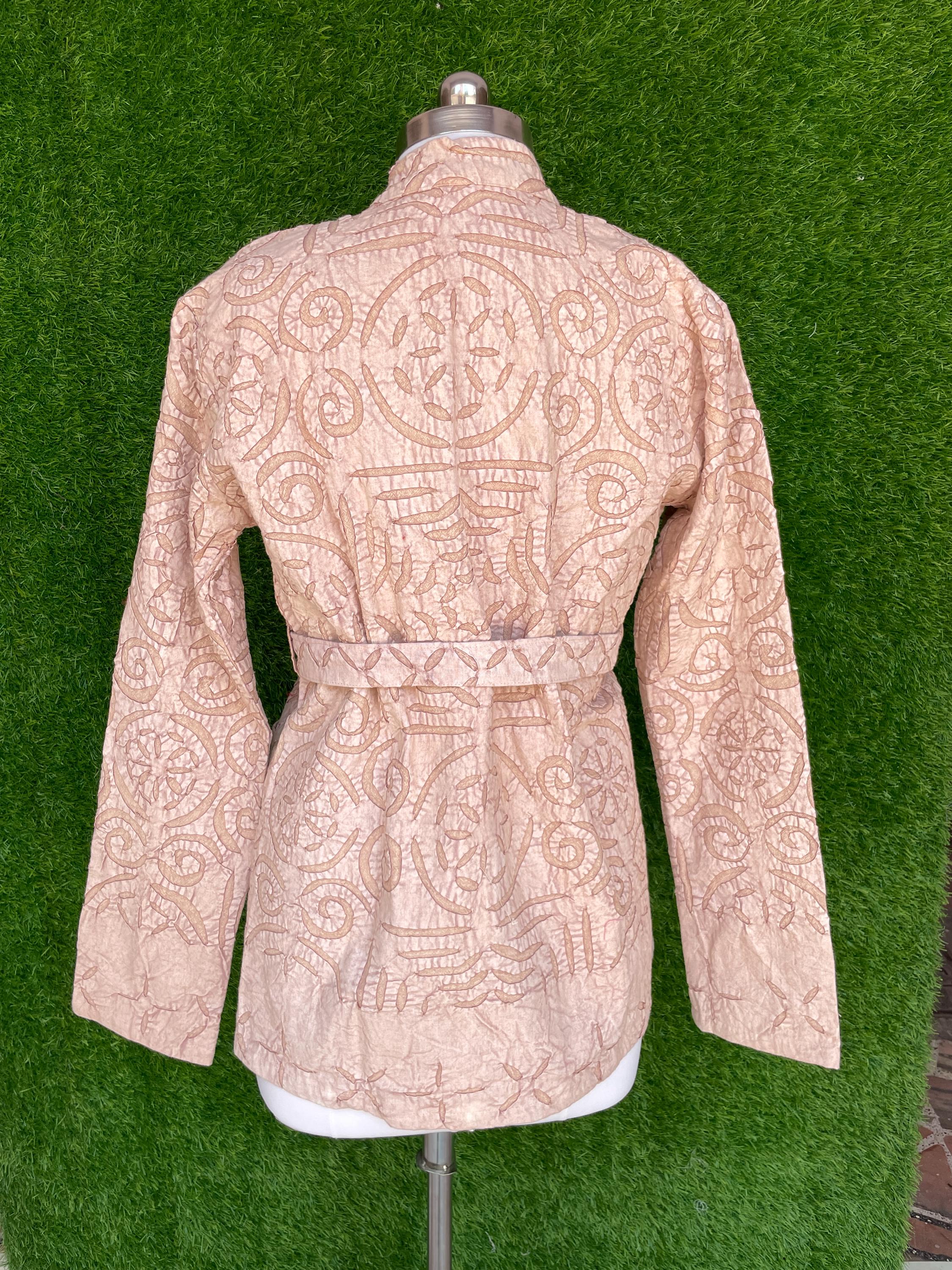 Hand-embroidery Cutwork Applique Winter Jacket, Cotton Short Hand-embroidery Cutwork Applique Winter Jacket, Cotton Short