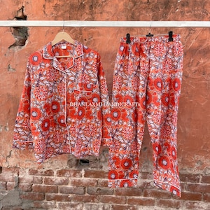 Cotton Shirt , Cotton Pajama , New Print Pajama Set , Unisex Cotton Printed Night Suit Top and Pyjama Set , Indian Luxury Loungewear ,PJ-72