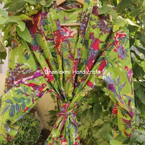 Indian Cotton Kimono, Beach Kimono, Vintage Bath Robe, Hand Made Flower Print Maxi, Summer Clothing Gown, Women’s Dress