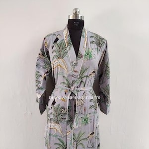 Summer Cotton Handmade Kimonos, Night Robes, Beach Wear Robes, Floral Print Kimono With Belt, Bathrobes, Sleepwear, Bridesmaid Gifts,
