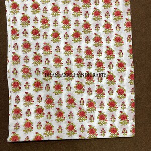 Floral Hand-Block Print Fabric, Indian 100% Cotton Soft Fabric, Material Summer Dress Maxi Skirt Making Block Printed Fabric By Yard, CF-123