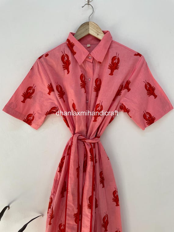 pink lobster print dress Never Fully Dressed long sleeve lobster midaxi dress