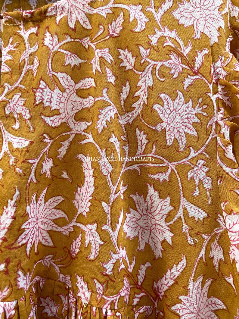 Cotton block-print long dress main image 1