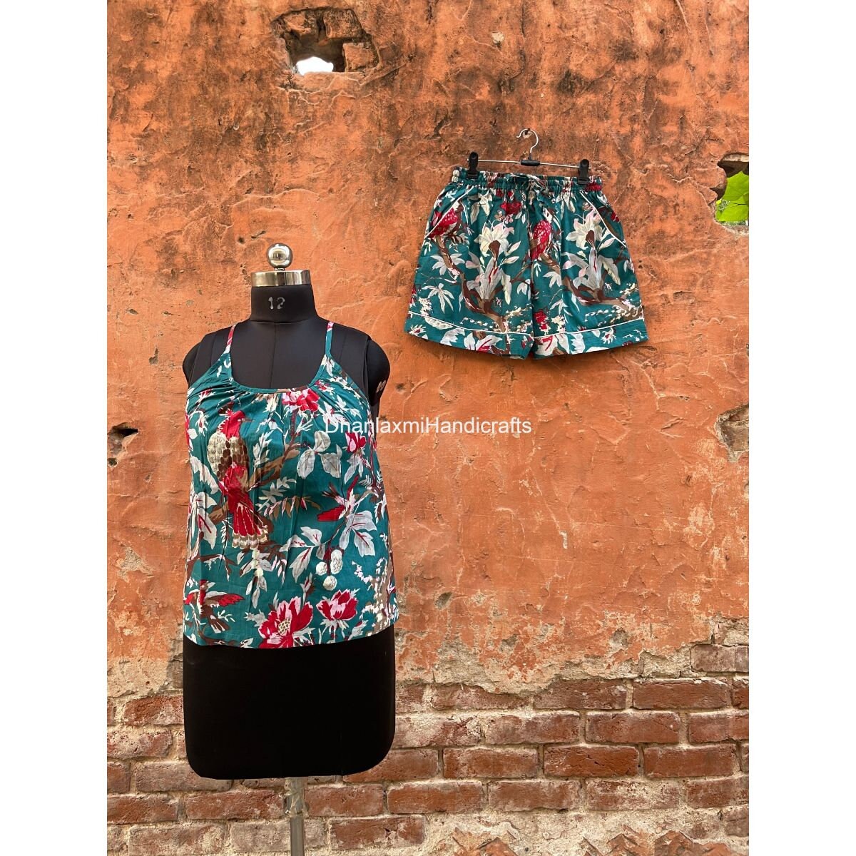 Buy Indian Cotton Bird Screen Print Camisole Sets Top With Nikkar Girls Women s Top With Straps Summer Cami Shorts Sets Sorority Gifts Online in India Etsy