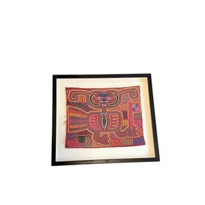 Vintage Framed Kuna Mola Panama Textile Art - 18x20