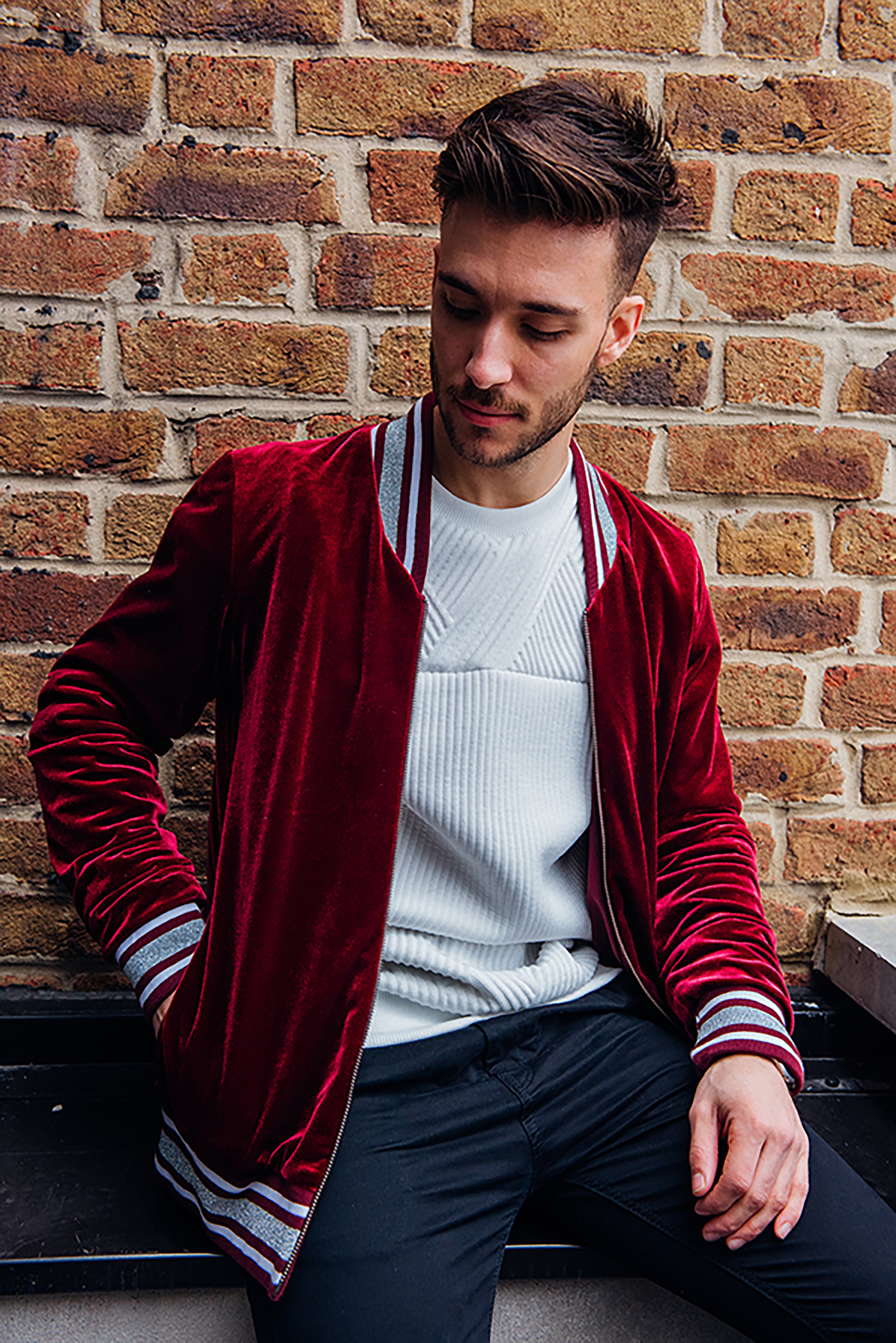 Bomber Jacket in Burgundy Unisex Track Jersey College High - Etsy Israel