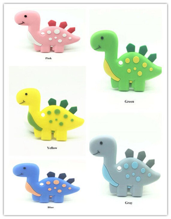 Baby Silicone Teether Dinosaur Toy Newborn Teething Chewable Molars Toy 5 Colors