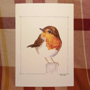 Impressões em miniatura em aquarela de Robin Redbreast / cartões postais de Natal