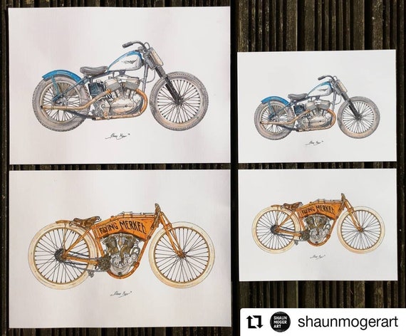 Vintage 1910 Flying Merkel Race Motorcycle Tripod Lamp with High-Res Printed Shade, US/CA plug Vintage 1910 Flying Merkel Race Motorcycle Tripod Lamp with High-Res Printed Shade, US/CA plug