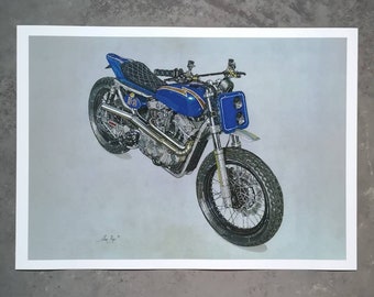 Harley Davidson Custom Flat Tracker Motorcycle Art Print