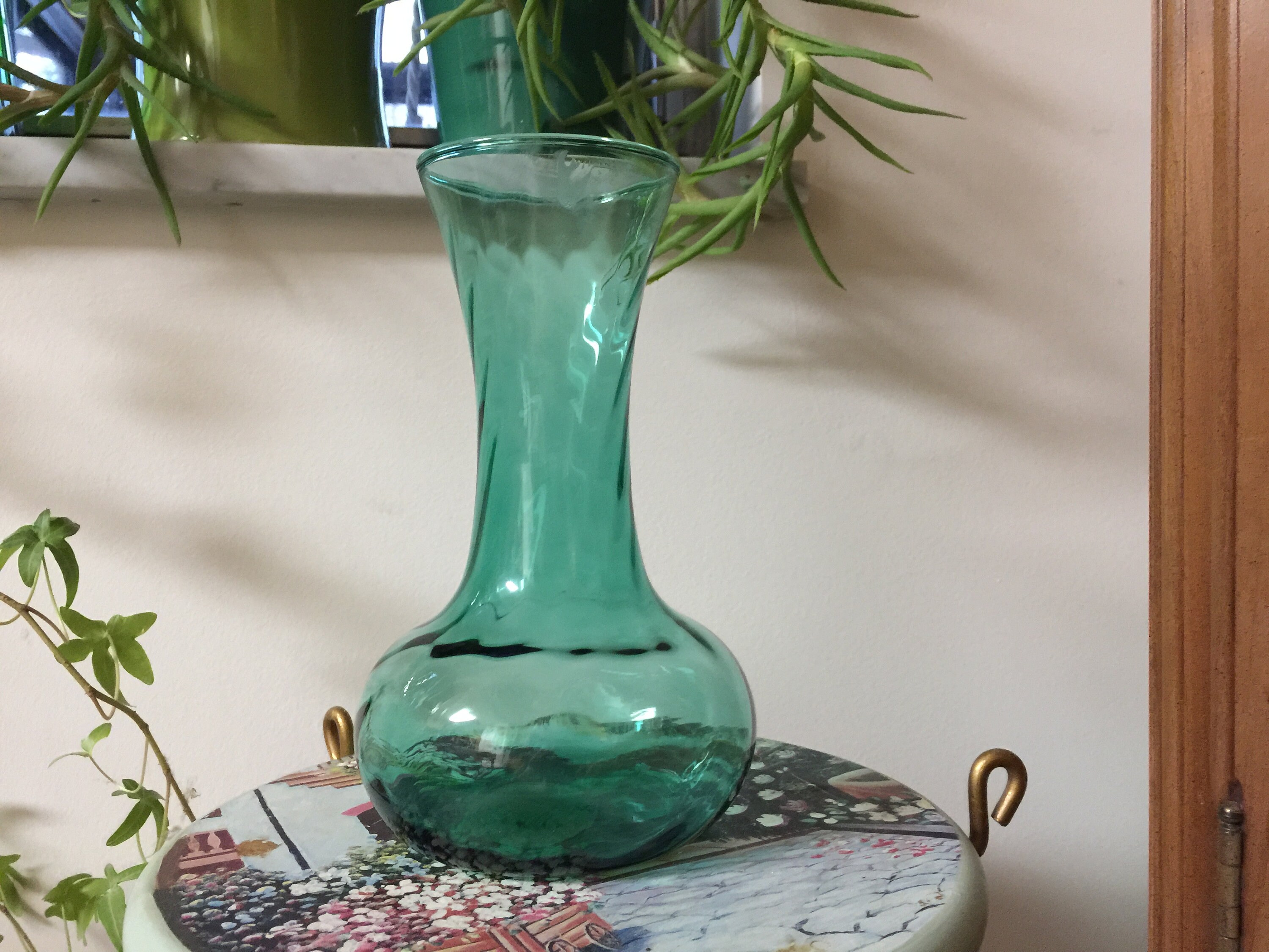 Indiana Glass Green Swirl Vase 7 7/8 Item 6153 Etsy