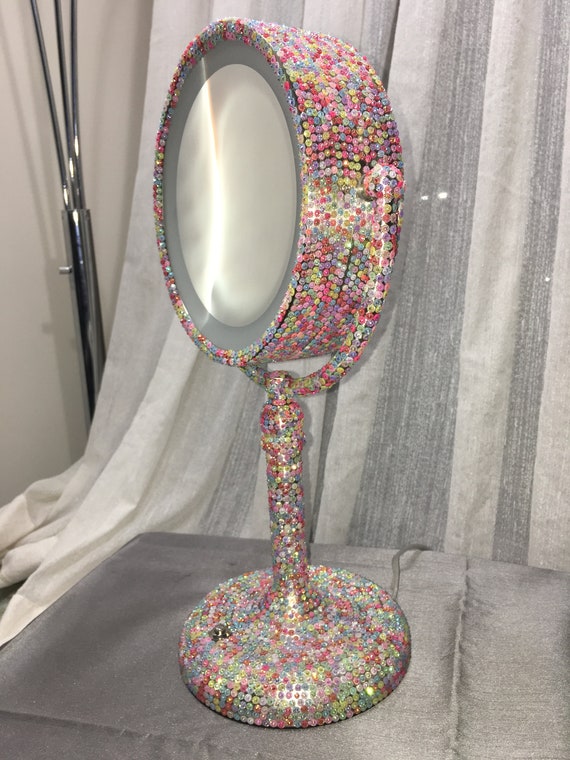Led Vanity Mirror 18 Rhinestone Encrusted Multicolor - Tall Makeup Mirror With Lights Led Vanity Mirror 18 Rhinestone Encrusted Multicolor - Tall Makeup Mirror With Lights