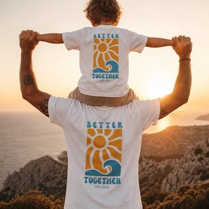 Partnerlook Better Together Matching Set mit Jahr, Papa Kind T-Shirt Retro Sommer, Vater Kind Outfit, Familienlook EST, Geschenk Papa Baby