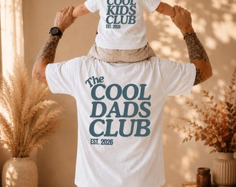 Matching Dads Club T-Shirt EST. 2026. Father-child matching T-shirt with year, father-child outfit, family look, gift for dad and baby.