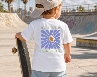 Baby Kleinkind Better Together Baby T-Shirt, Retro Blumenmotiv, Partnerlook Mama Papa Kind Set, Matching Outfit Mommy & Me, Familienlook