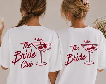 Hen Party Shirt for Women • The Bride & Bride Club • Personalized with Year & Est. Date • Champagne Motif • Hen Party T-Shirt