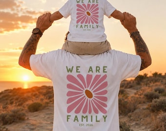 We are Family Matching Set with Year, Dad Child Retro Summer T-Shirt, Father Child Outfit, Family Look EST, Gift for Dad and Baby