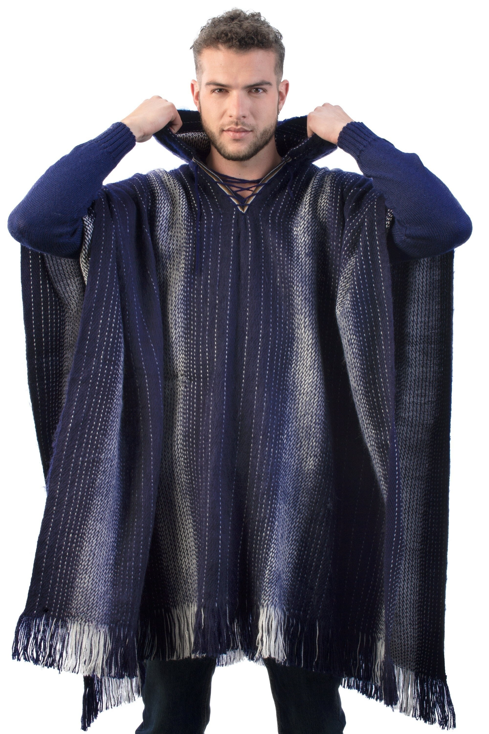 Hooded Poncho for Men Cloak Cape Knit in Alpaca Wool - Etsy