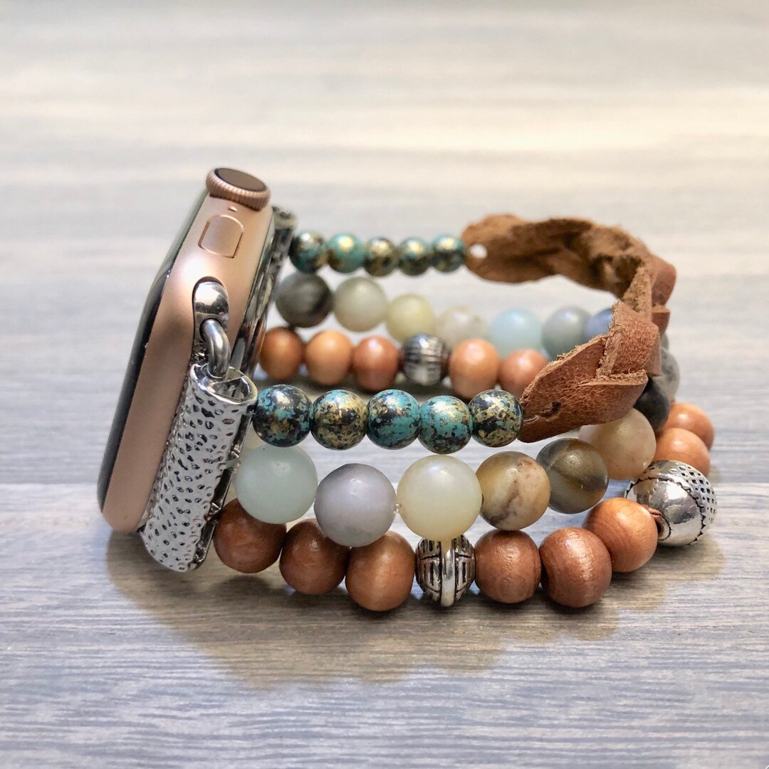 Apple Watch Band Erimish Inspired Beaded Boho Leather Etsy