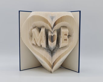 Personalized Book Art Letters Heart Folded Book Book Art Bookfolding Gift Unique
