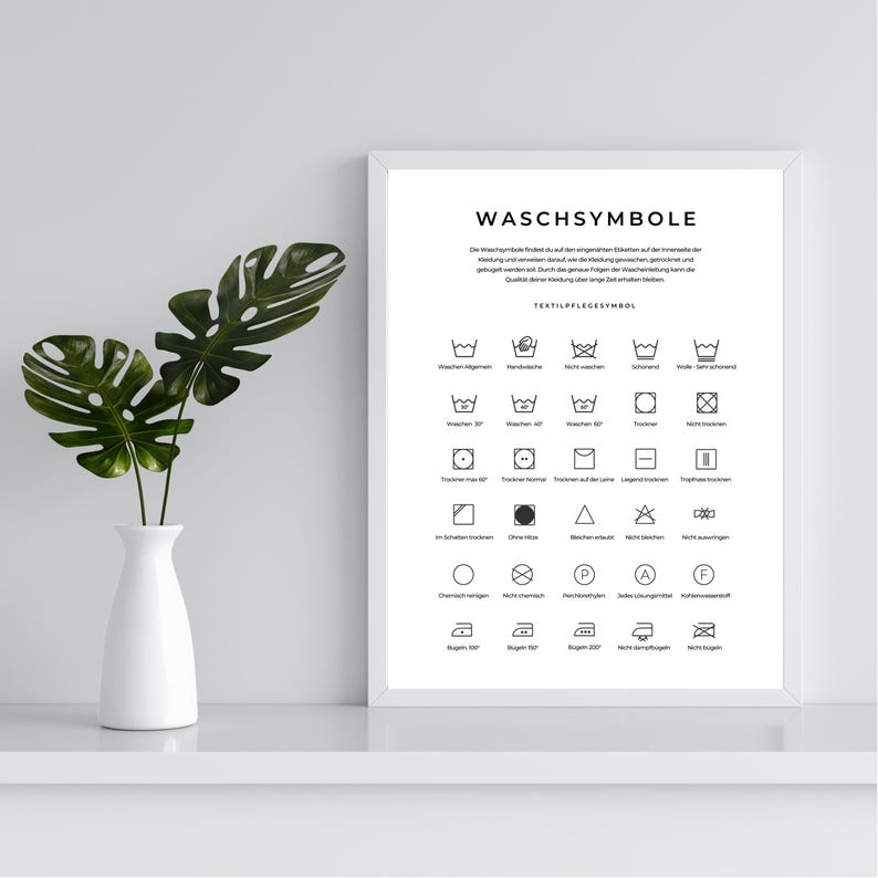 Washing Note Digital Print File | Washing Symbols | Care Instructions | Washing ...