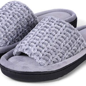 Roxoni Womens Soft Open Toe Slide Slippers, Indoor Outdoor Rubber Sole image 1