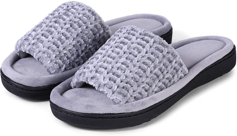 Roxoni Womens Soft Open Toe Slide Slippers, Indoor Outdoor Rubber Sole image 1