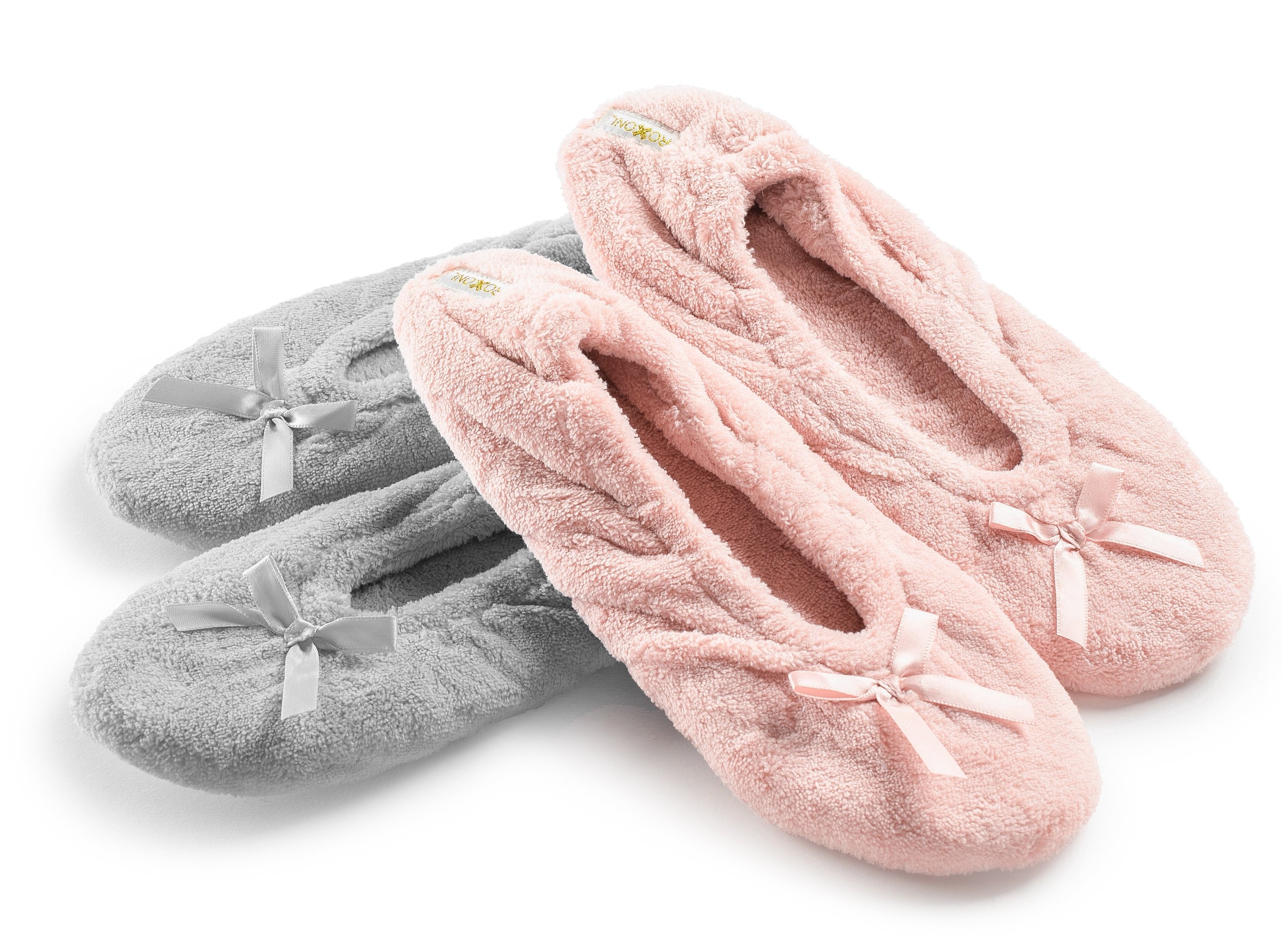 House and Shower Shoes Roxoni Ultra Soft Spa Slippers for Women Cozy Fuzzy Terry Bathroom 