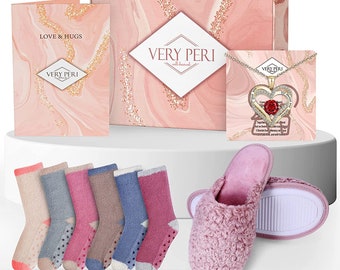 VERY PERI I Love You Gift Box for her – Love Gift Box for Mom – Curated Gift Box for Her – Gift Box Assortment with Slippers Socks...