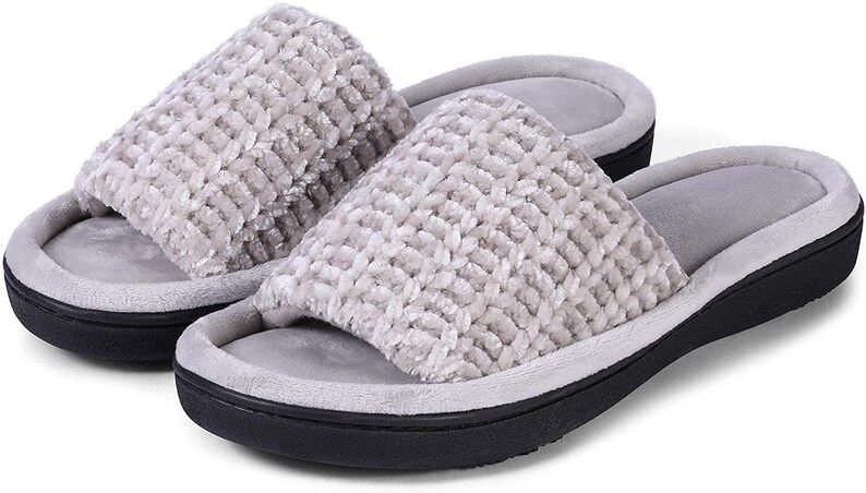 Roxoni Womens Soft Open Toe Slide Slippers, Indoor Outdoor Rubber Sole image 2