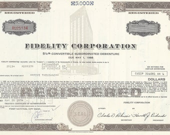 Certificato azionario Fidelity Corp.