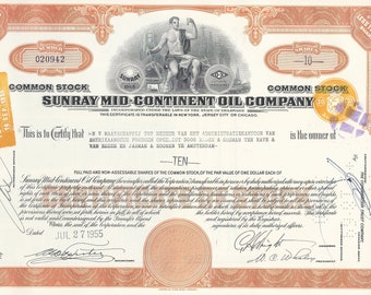 Sunray Mid-Continent Oil Co. Stock Certificate