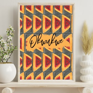 Okwukwe "Fede" / Arte nigeriana, Poster africano, Motivo tessuto Ankara, Decorazione stampa etnica / Igbo nigeriano / Senza cornice