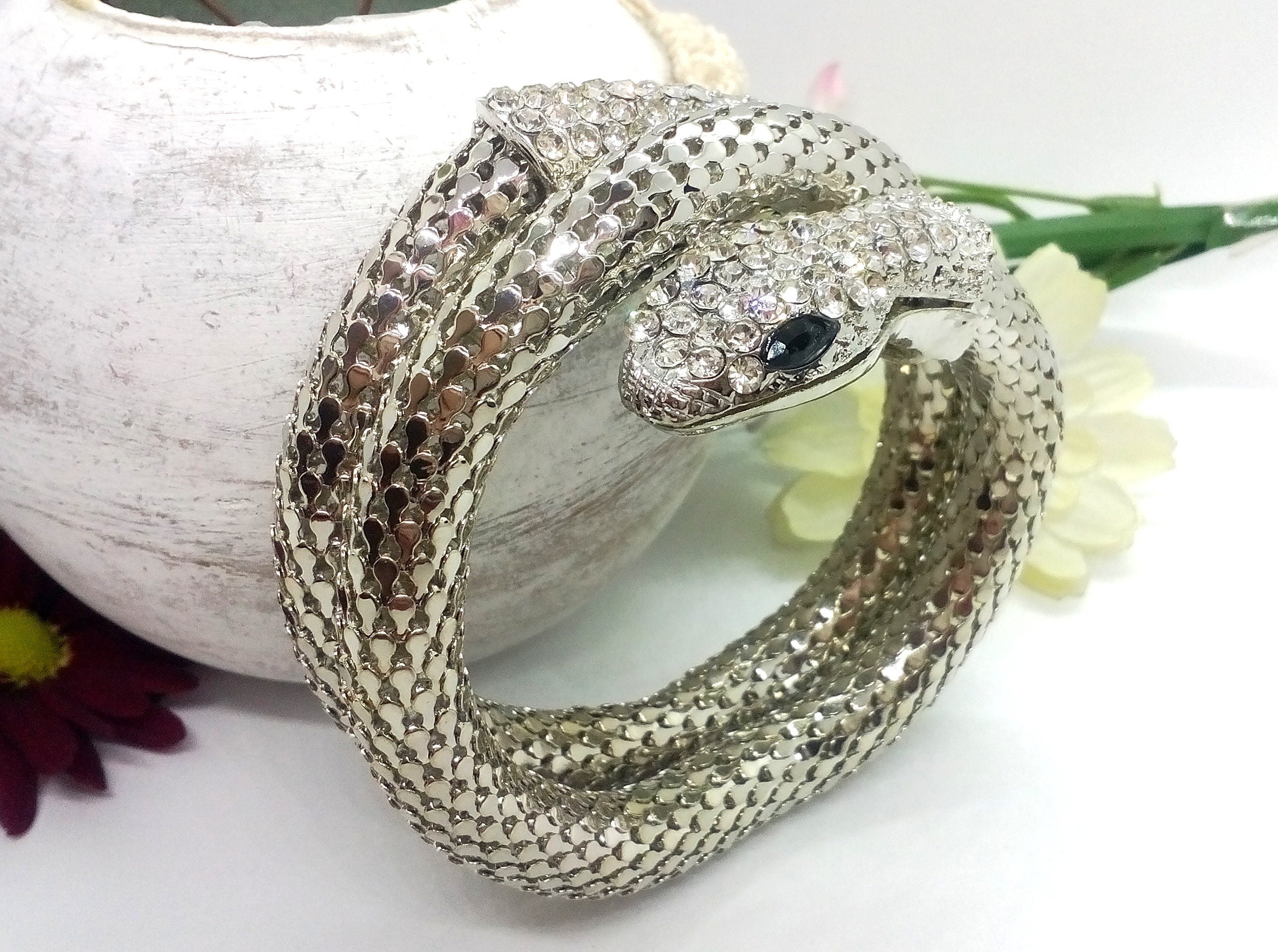 Rhinestone Snake Bracelet For Women Arm Cuff Fashion Exaggerated Man's  Spiral Serpent Bangles India Nepal Jewelry